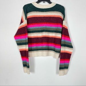 American Eagle Sweater Cropped‎ Crop Knit Chunky Multicolor Striped Pullover Top